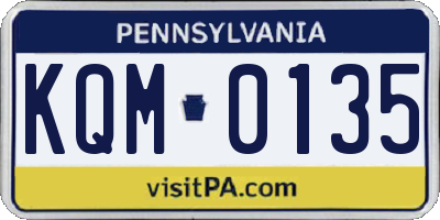 PA license plate KQM0135