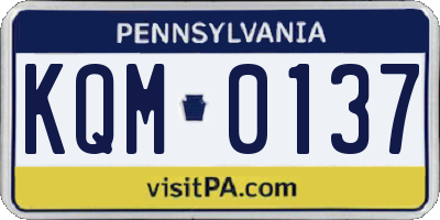 PA license plate KQM0137