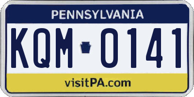 PA license plate KQM0141