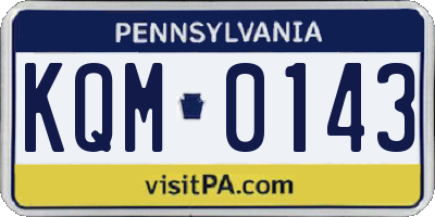 PA license plate KQM0143