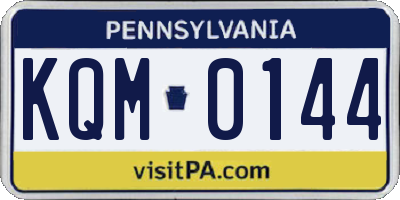 PA license plate KQM0144