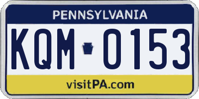 PA license plate KQM0153