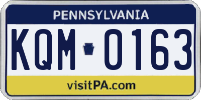 PA license plate KQM0163