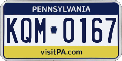 PA license plate KQM0167