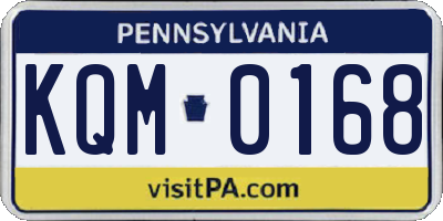 PA license plate KQM0168