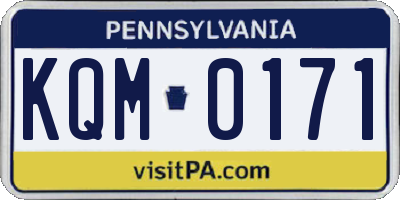 PA license plate KQM0171