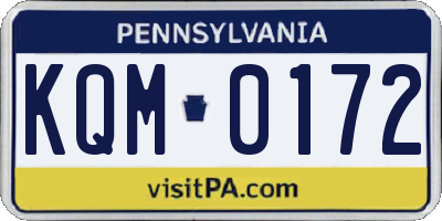 PA license plate KQM0172