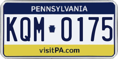 PA license plate KQM0175