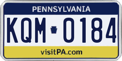 PA license plate KQM0184