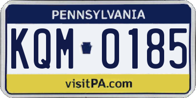 PA license plate KQM0185