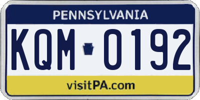 PA license plate KQM0192
