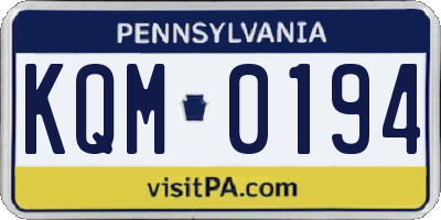 PA license plate KQM0194