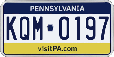 PA license plate KQM0197