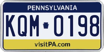 PA license plate KQM0198