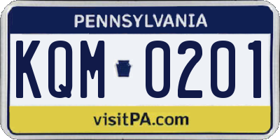 PA license plate KQM0201