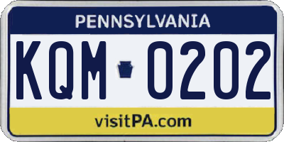 PA license plate KQM0202