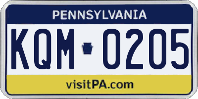 PA license plate KQM0205