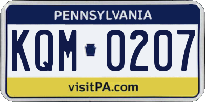 PA license plate KQM0207