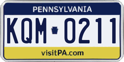 PA license plate KQM0211