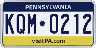 PA license plate KQM0212