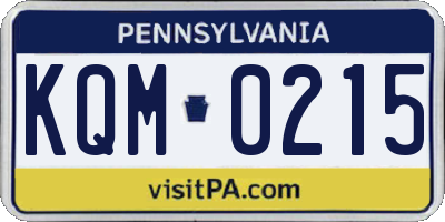 PA license plate KQM0215