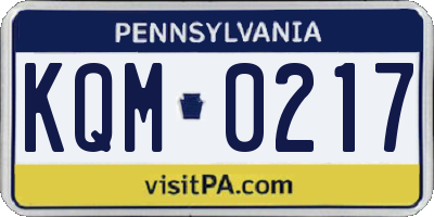 PA license plate KQM0217