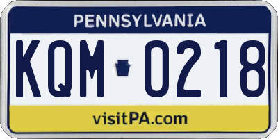 PA license plate KQM0218