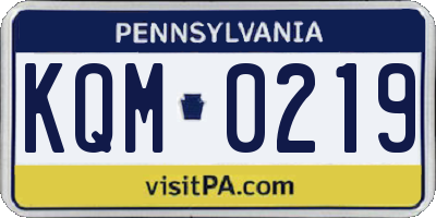 PA license plate KQM0219
