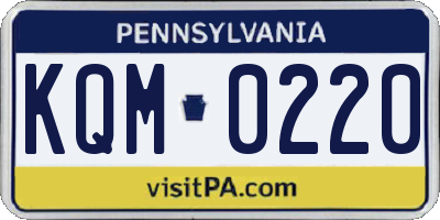 PA license plate KQM0220