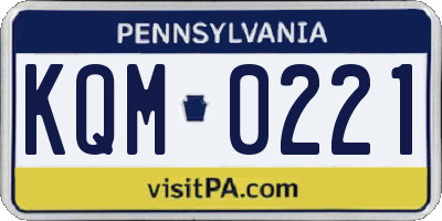 PA license plate KQM0221