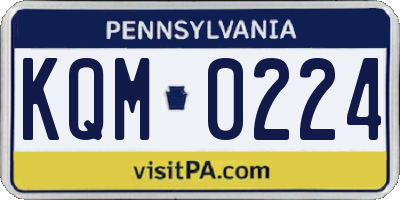 PA license plate KQM0224