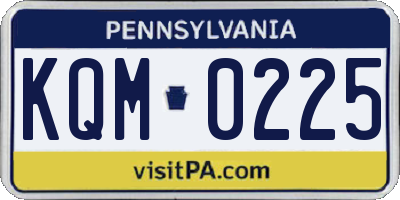 PA license plate KQM0225