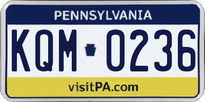 PA license plate KQM0236