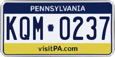 PA license plate KQM0237