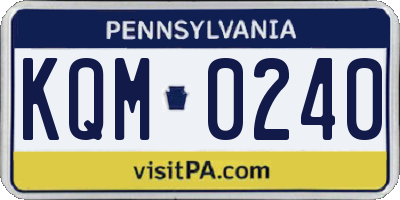 PA license plate KQM0240