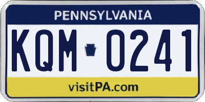 PA license plate KQM0241