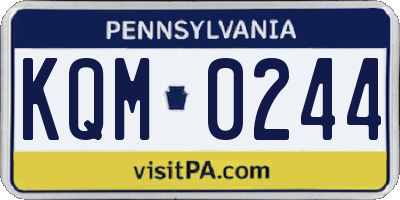PA license plate KQM0244