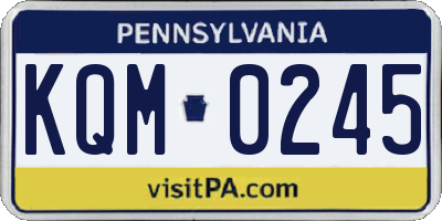 PA license plate KQM0245