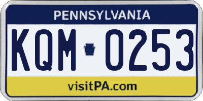 PA license plate KQM0253