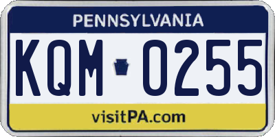 PA license plate KQM0255