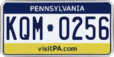 PA license plate KQM0256