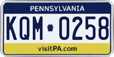 PA license plate KQM0258