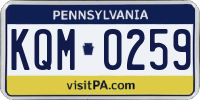 PA license plate KQM0259