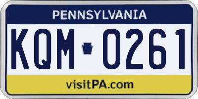 PA license plate KQM0261