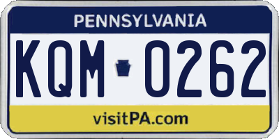 PA license plate KQM0262
