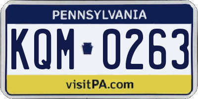 PA license plate KQM0263