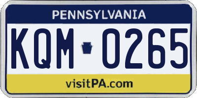 PA license plate KQM0265