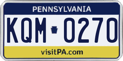 PA license plate KQM0270