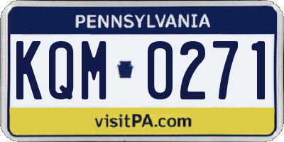 PA license plate KQM0271