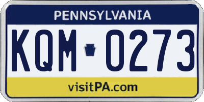 PA license plate KQM0273